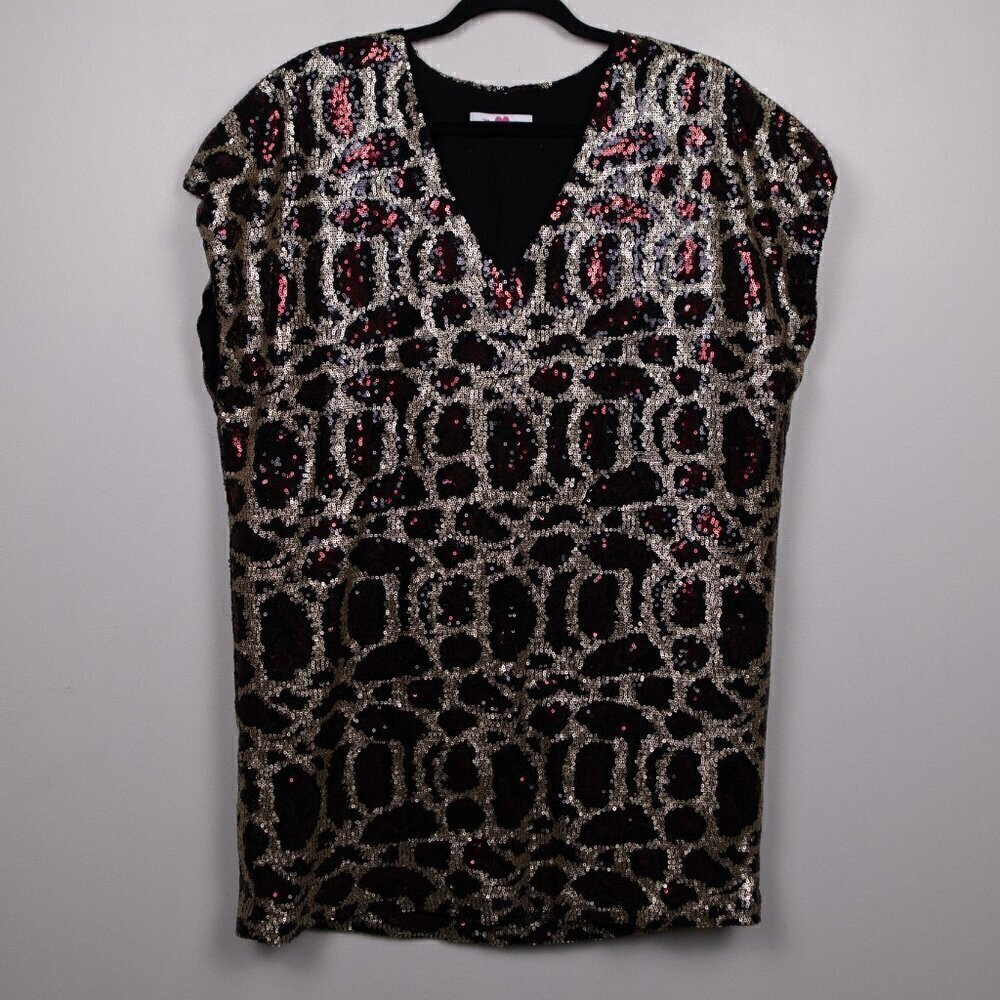 Buddy Love Aretha cheetah print sequin mini tunic dress-XS